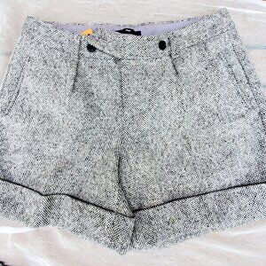 Grey cuffed tweed shorts